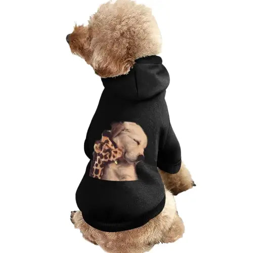 Chien dans un manteau chaud et respirant pour animaux de compagnie - Sweat à capuche noir stylé avec motif léopard Transparent Background