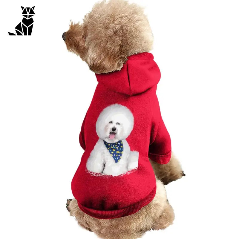 Chien en pull rouge avec nœud papillon, Manteau chaud et respirant pour animaux de compagnie pour froides saisons design