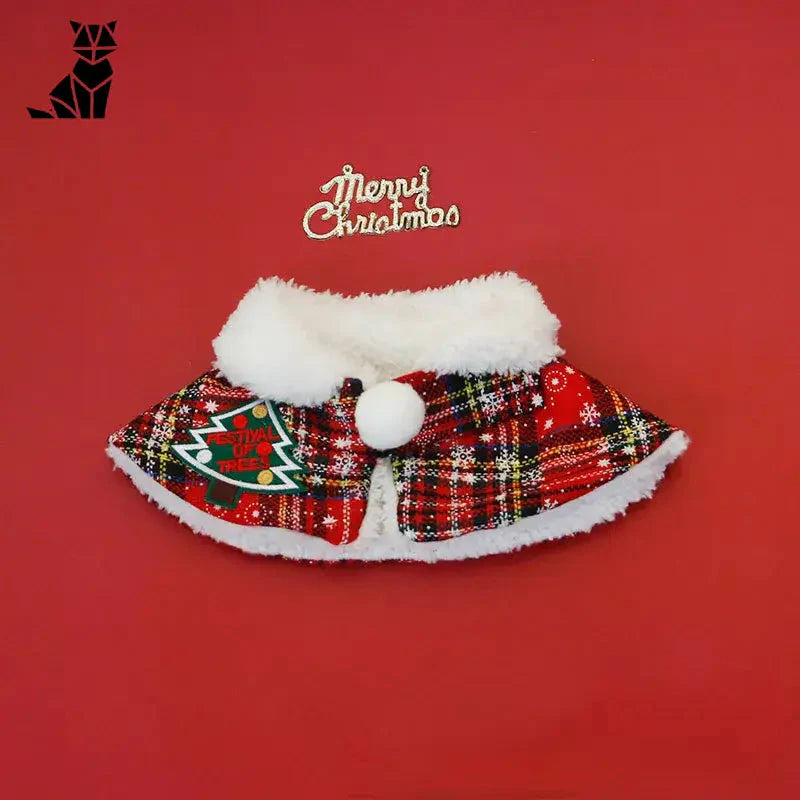 Carte de Noël rouge avec un chapeau blanc ; un motif parfait pour le ’Manteau de Noël pour chiens - Promenades hivernales’