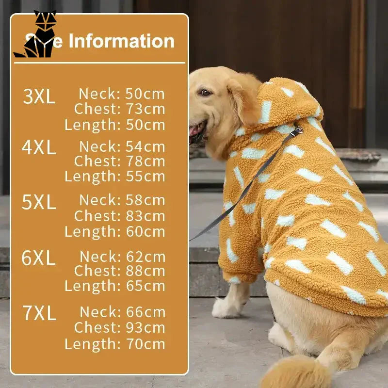 Chien en jaune et blanc laine manteau - Manteau d’hiver chaud pour grands chiens