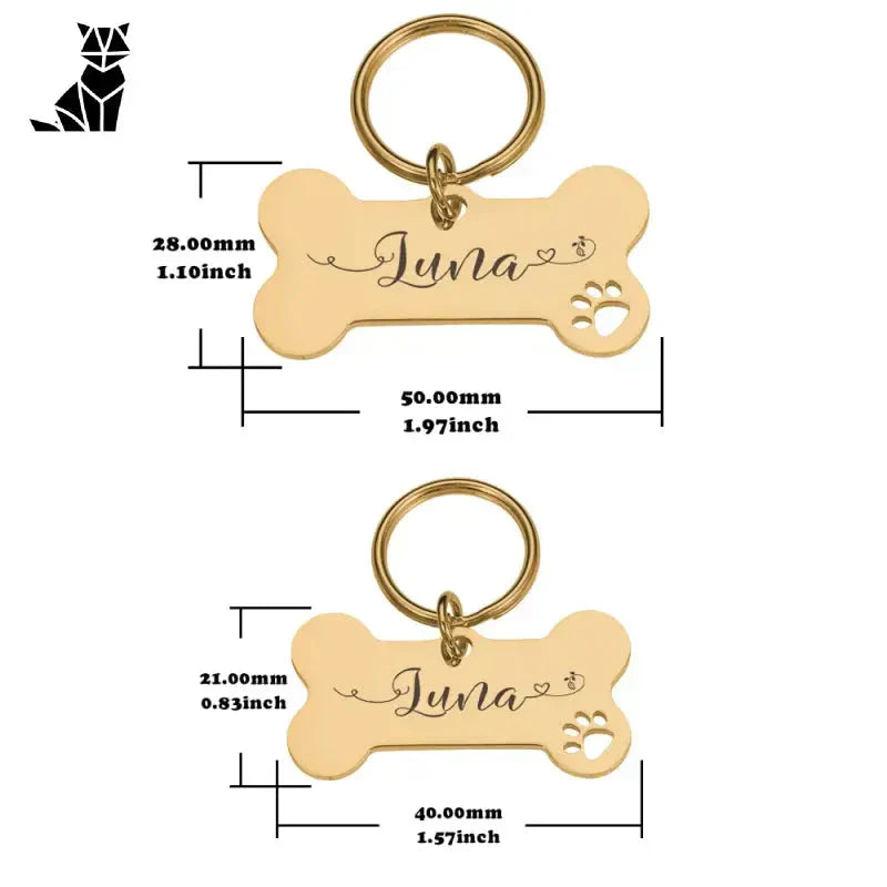 Médaille personnalisée en acier pour chats, tag os avec nom gravé, gravure gratuite