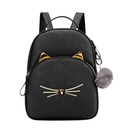 Mini Sac à Dos Chat En Similicuir: élégance Discrète Et Pratique - Noir Transparent Background