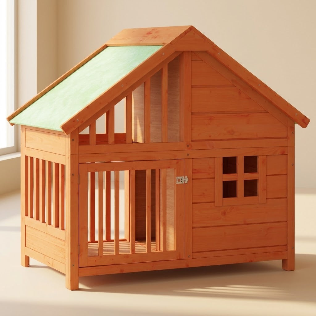 Niche Chien Bois avec Fenêtre 96 x 60,5 x 87 cm Marron – photo du produit