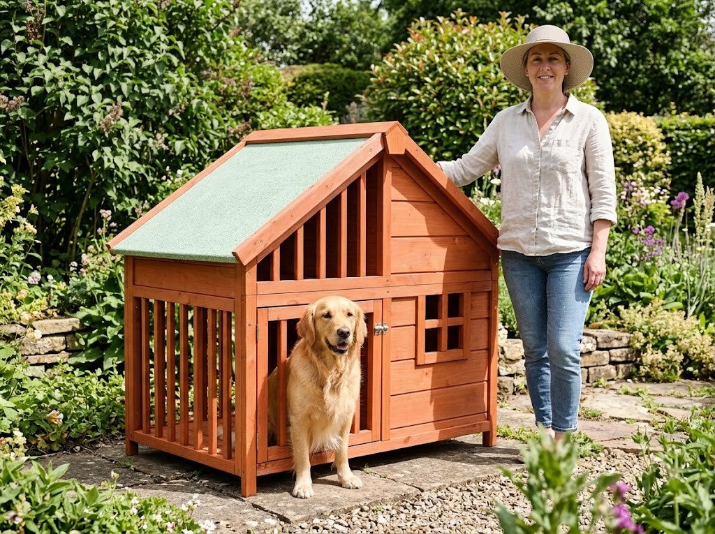 Niche Chien Bois avec Fenêtre 96 x 60,5 x 87 cm Marron – taille réelle