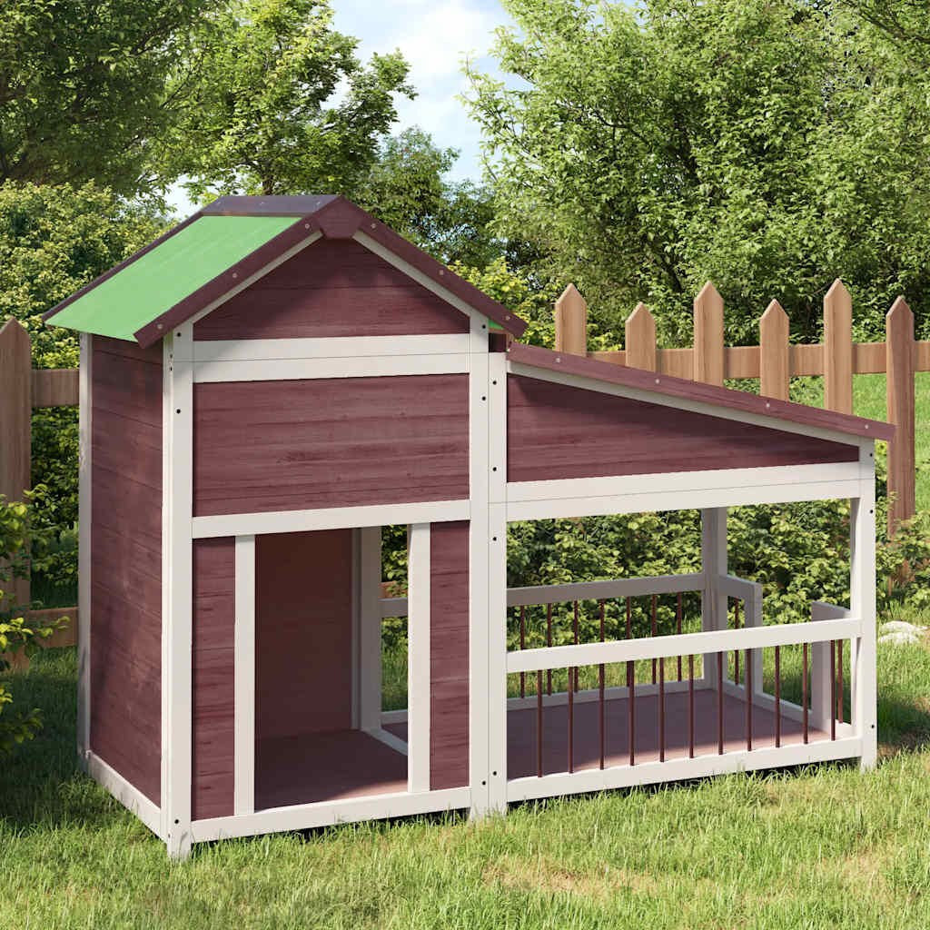 Niche Chien Jardin avec Véranda 143 x 60,5 x 109 cm Coloris Moka
