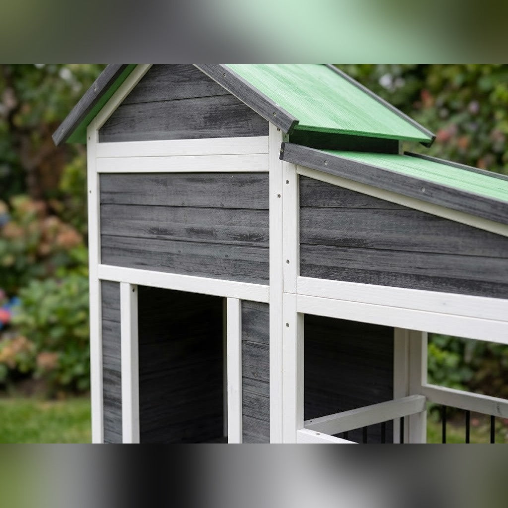 Niche Chien Jardin avec Véranda 143 x 60,5 x 109 cm Coloris Moka – détail des finitions