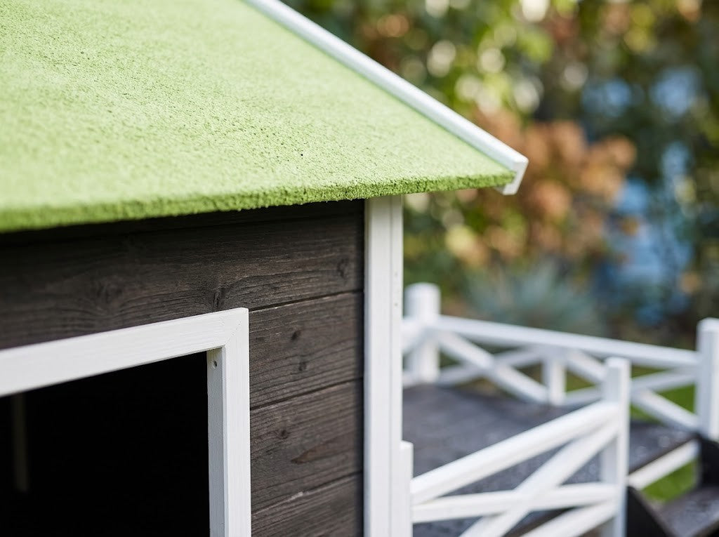 Niche Chien Moderne avec Terrasse et Marches 159 x 120 x 88,5 cm Gris – détail des finitions