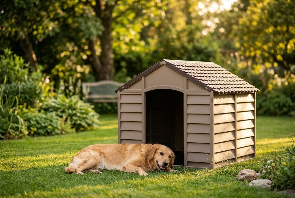Niche Chien Résine 86 x 84 x 82 cm en Polypropylène Marron – au jardin