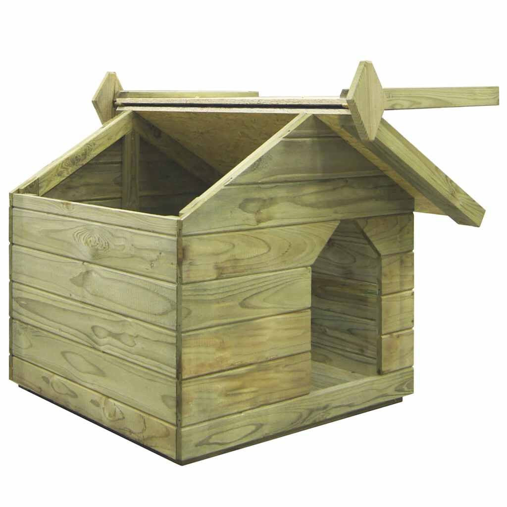 Niche Chien Toit Ouvrant pour Petites Races en Pin Imprégné – vue 4