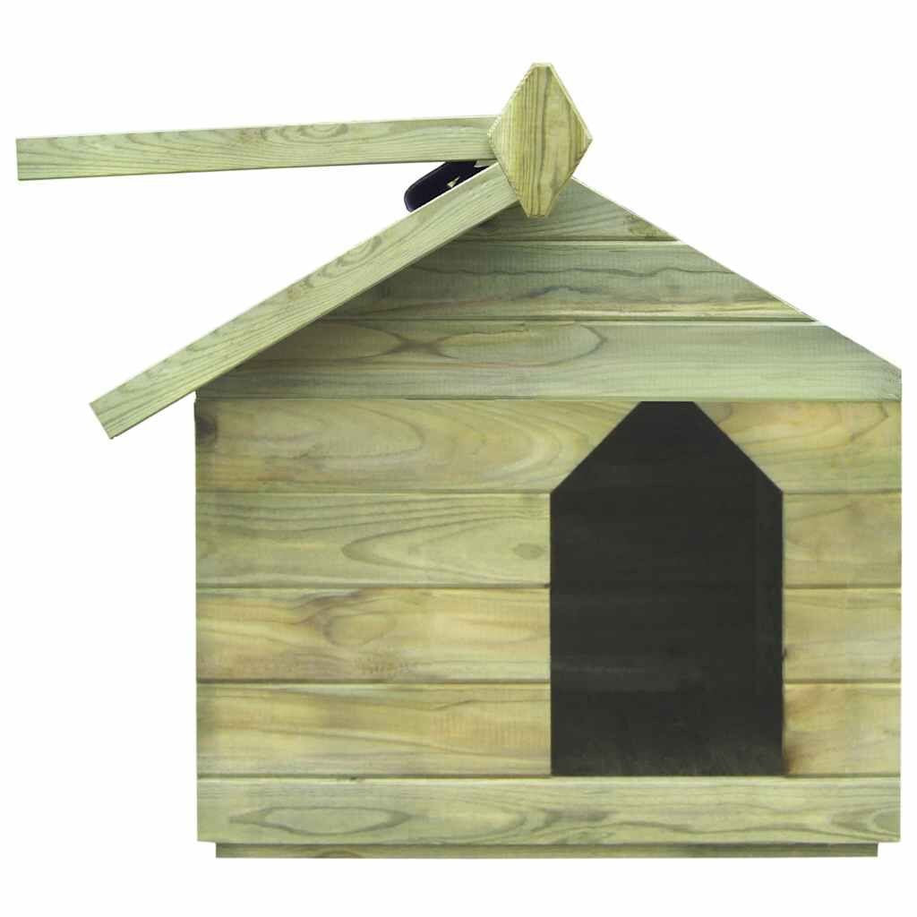 Niche Chien Toit Ouvrant pour Petites Races en Pin Imprégné – vue 5