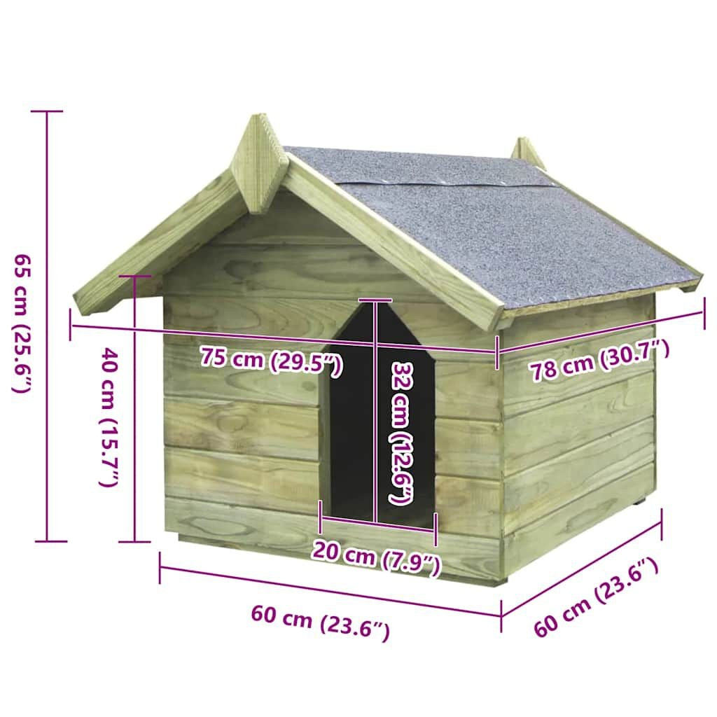 Niche Chien Toit Ouvrant pour Petites Races en Pin Imprégné – vue 6