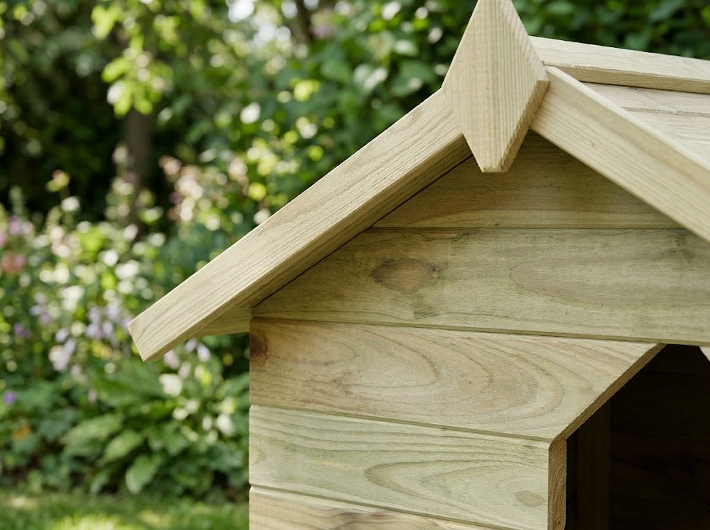 Niche Chien Toit Ouvrant pour Petites Races en Pin Imprégné – détail des finitions