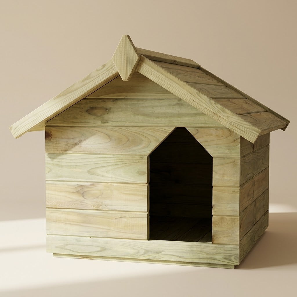 Niche Chien Toit Ouvrant pour Petites Races en Pin Imprégné – photo du produit
