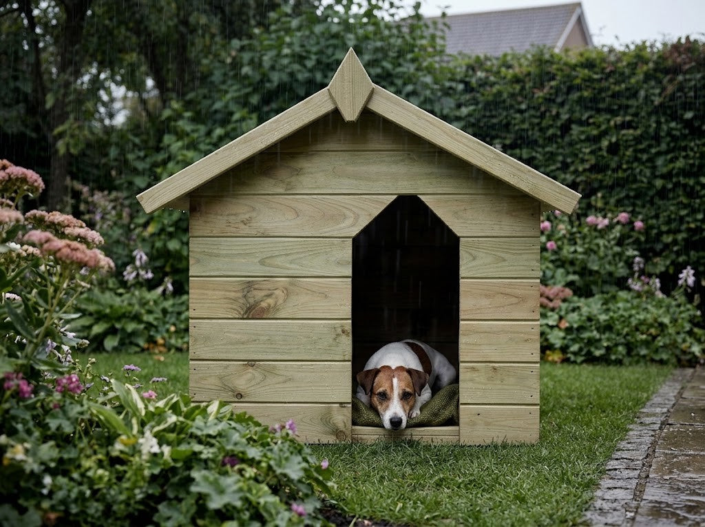 Niche Chien Toit Ouvrant pour Petites Races en Pin Imprégné – au quotidien