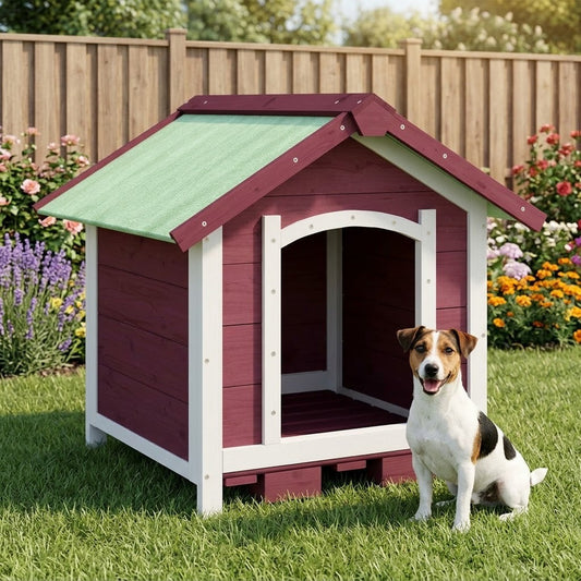 Niche Petit Chien en Bois 65 x 65 x 61,5 cm Coloris Moka – mise en situation
