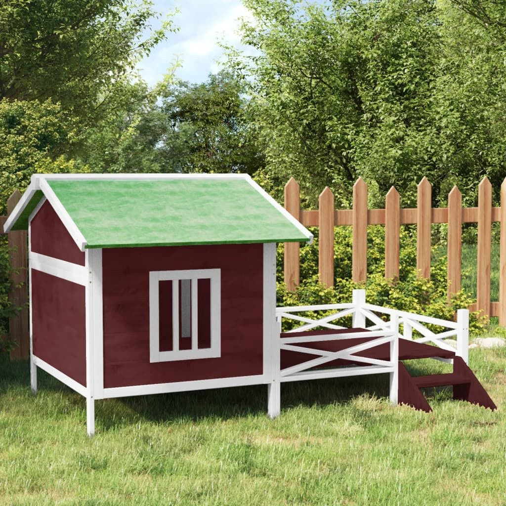 Niche pour Chien avec Terrasse et Marches 159 x 120 x 88,5 cm Pin Massif