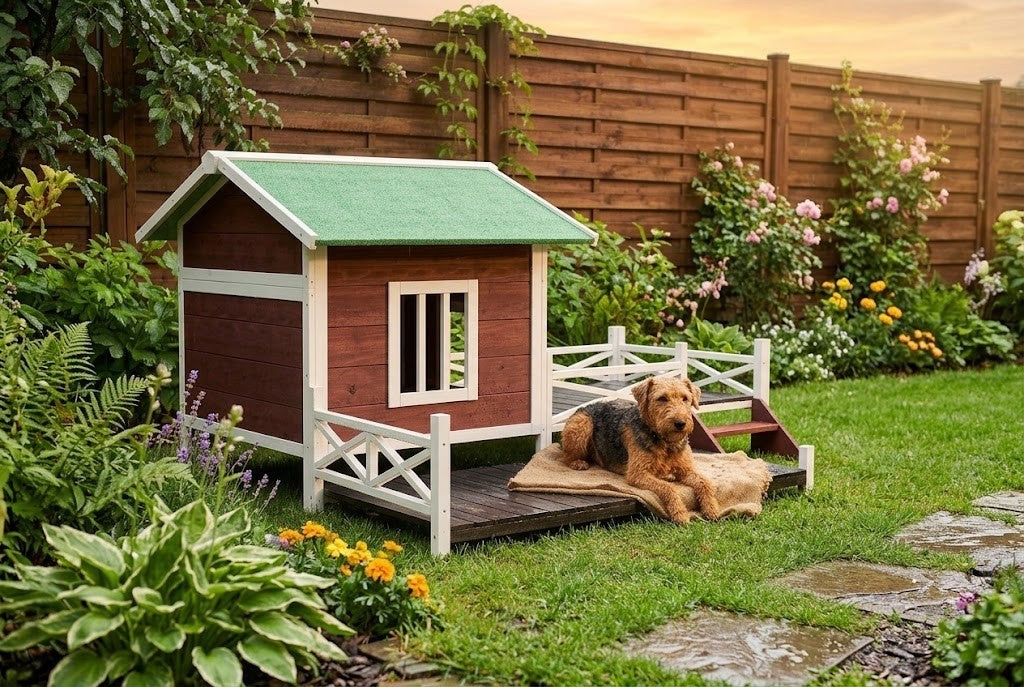 Il surveille le jardin depuis sa terrasse