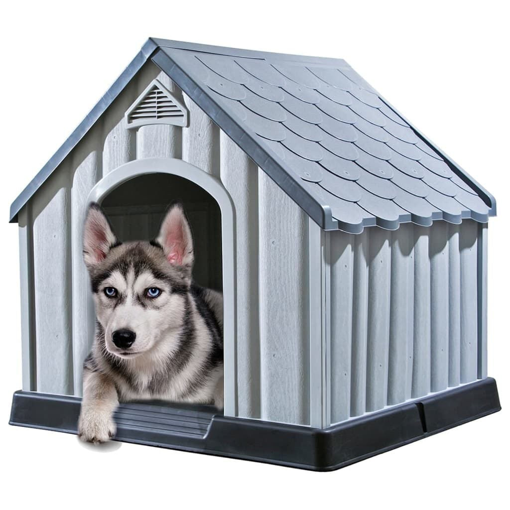 Niche pour Chien en Plastique 92 x 87 x 91 cm à Plancher Surélevé Gris
