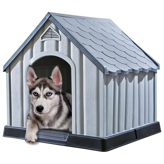 Niche pour Chien en Plastique 92 x 87 x 91 cm à Plancher Surélevé Gris