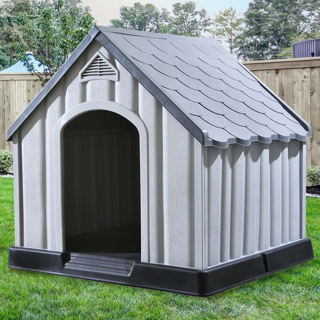 Niche pour Chien en Plastique 92 x 87 x 91 cm à Plancher Surélevé Gris – vue 3