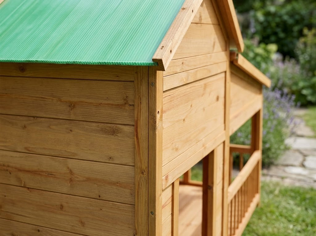Niche pour Grand Chien avec Véranda Couverte 143 x 60,5 x 109 cm Pin Massif – détail des finitions
