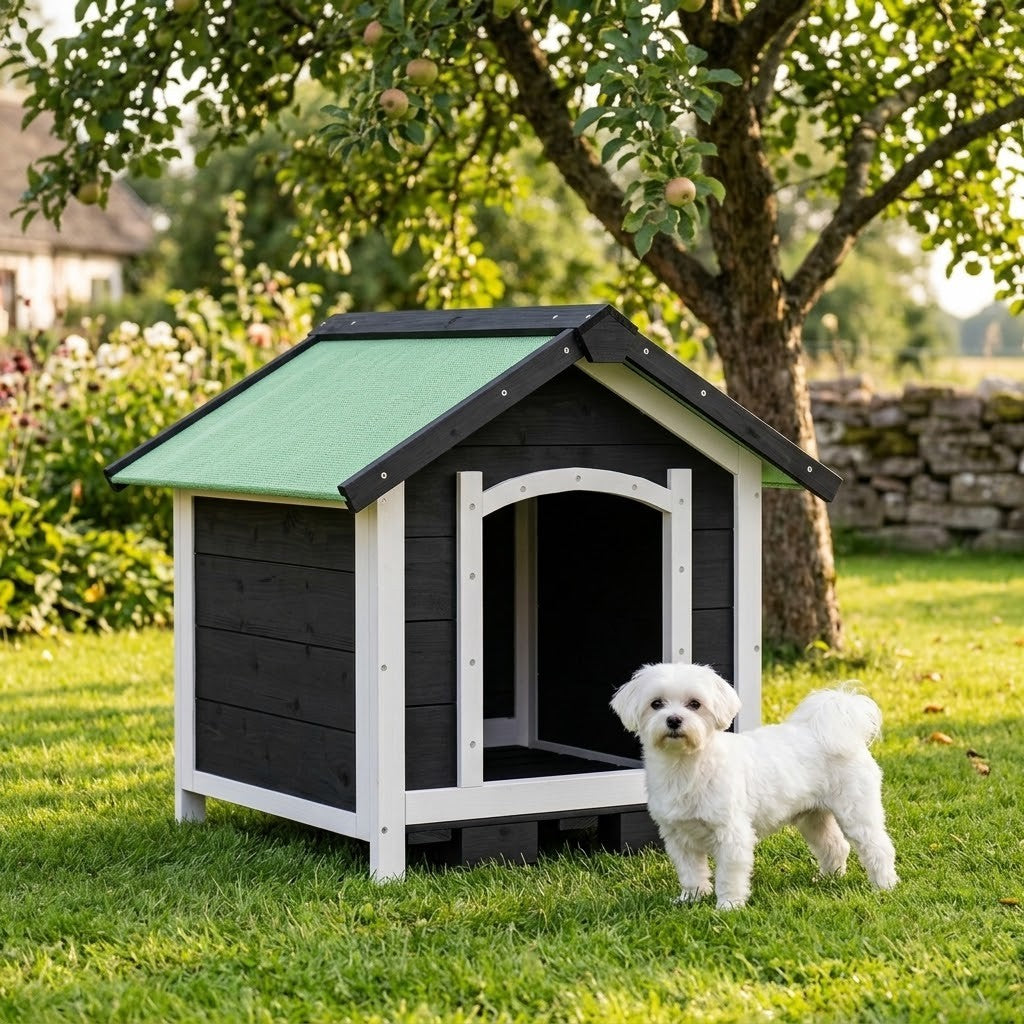 Niche pour Petit Chien en Bois 65 x 65 x 61,5 cm Gris – mise en situation