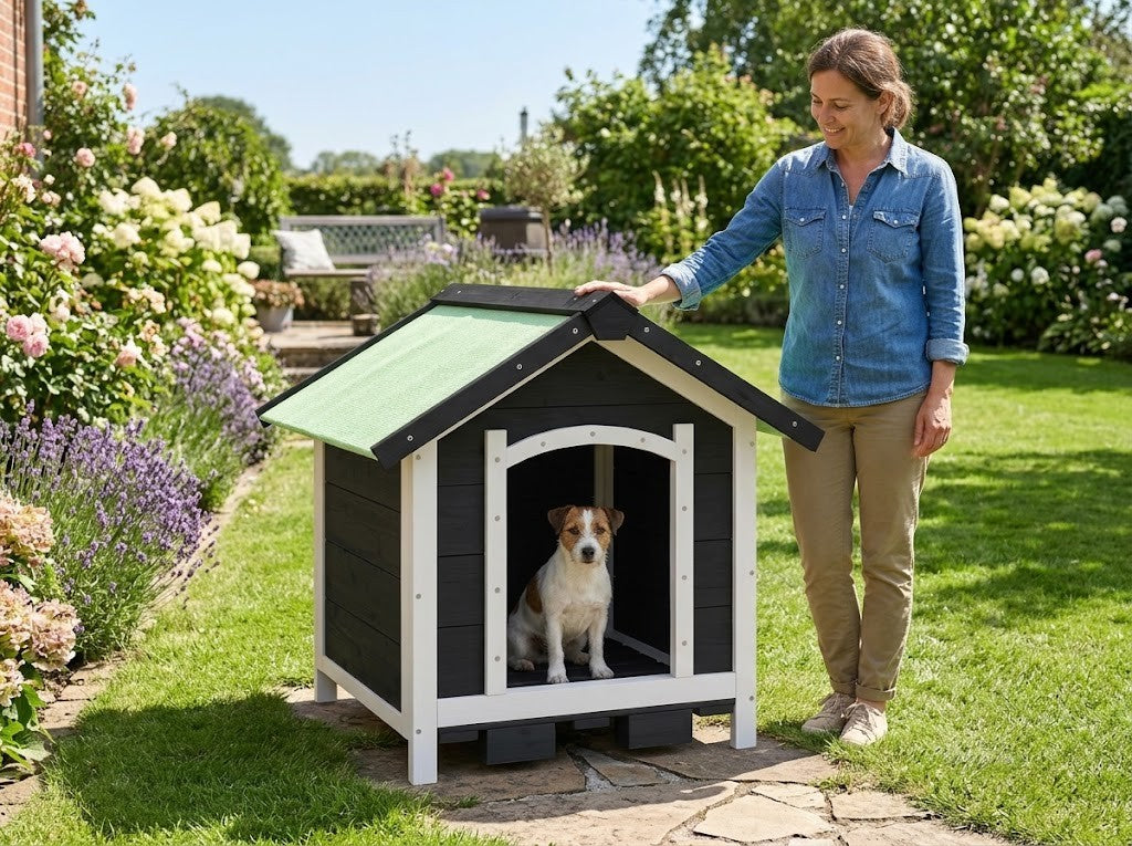 Niche pour Petit Chien en Bois 65 x 65 x 61,5 cm Gris – taille réelle