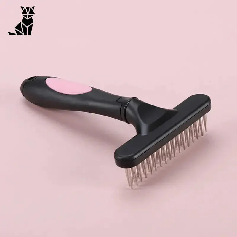 Peigne Anti Puces noir et rose sur fond rose - Double Nucleocrat Anti Flea Comb