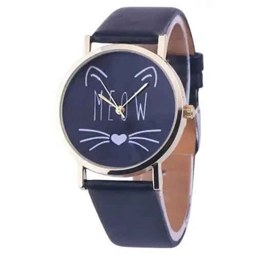 Petite Montre Chat: élégance Et Charme Pour Votre Poignet! Noir Transparent Background