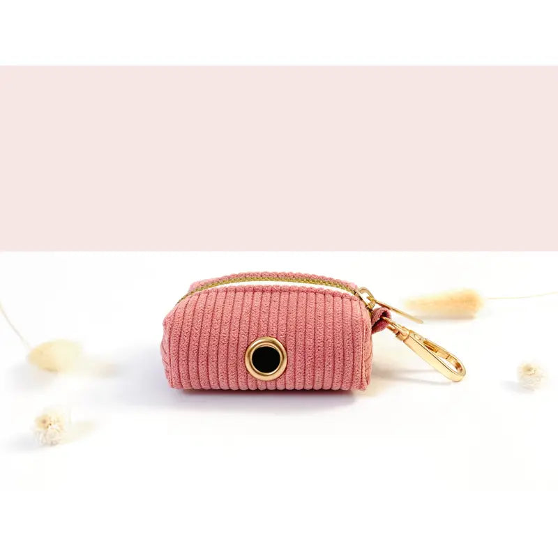 Pochette sac à crotte Velours Côtelé Corail