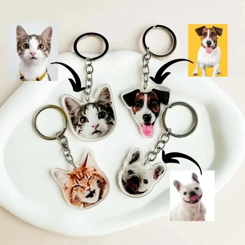 Porte-clés uniques : Animaux personnalisés - Porte clé chat design avec une bande de chats