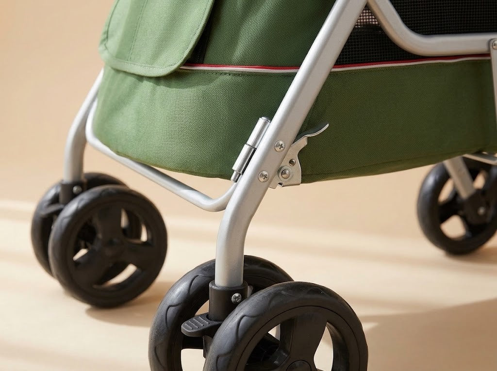 Poussette Chien Pliable jusqu'à 15 kg 100 x 49 x 96 cm Verte – détail des finitions
