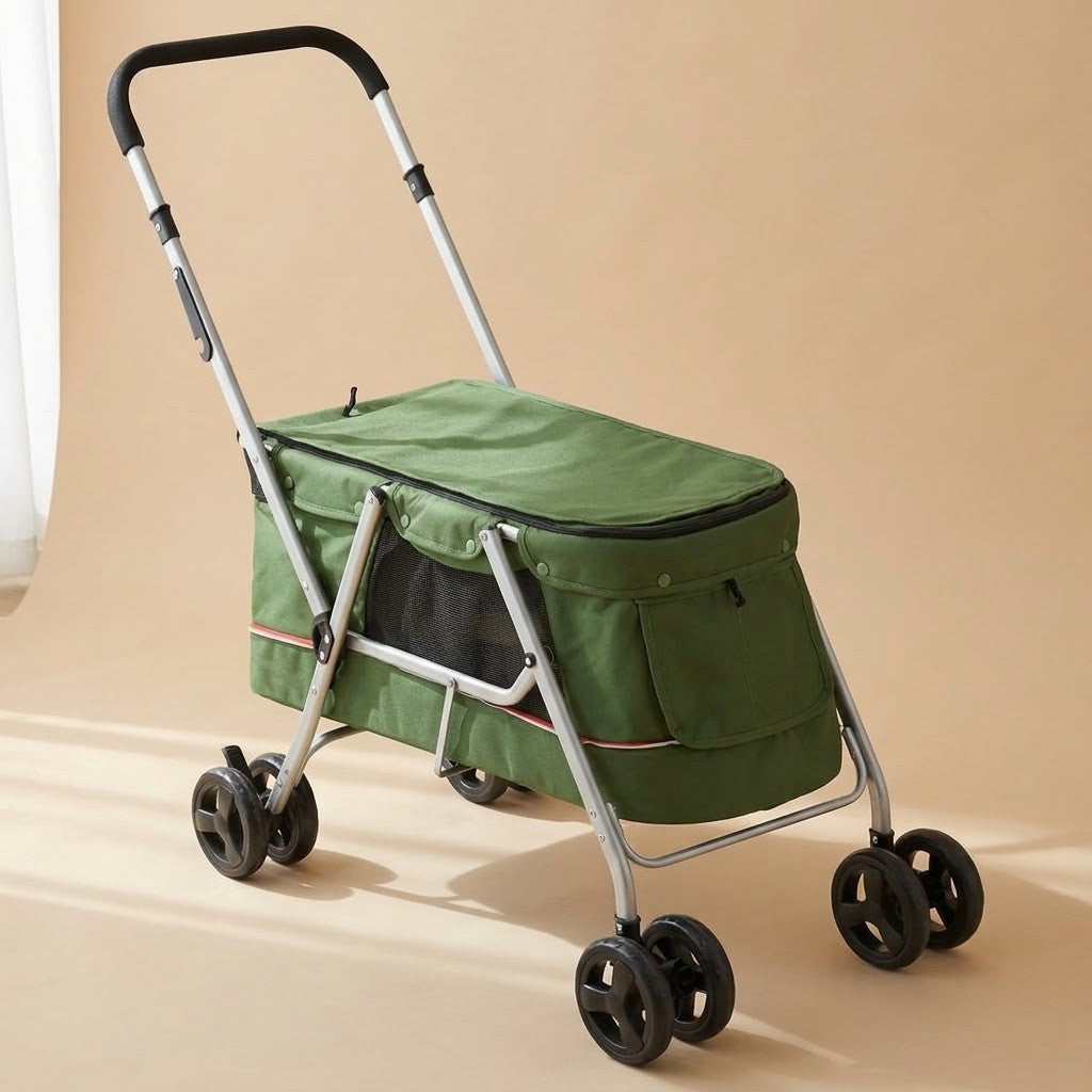 Poussette Chien Pliable jusqu'à 15 kg 100 x 49 x 96 cm Verte – photo du produit