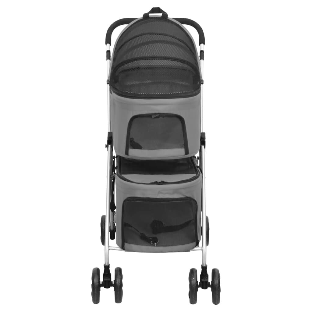 Poussette pour 2 Chiens à Deux Niveaux Pliante 83 x 48 x 97 cm Grise – vue 2