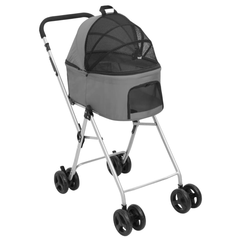 Poussette pour 2 Chiens à Deux Niveaux Pliante 83 x 48 x 97 cm Grise – vue 3