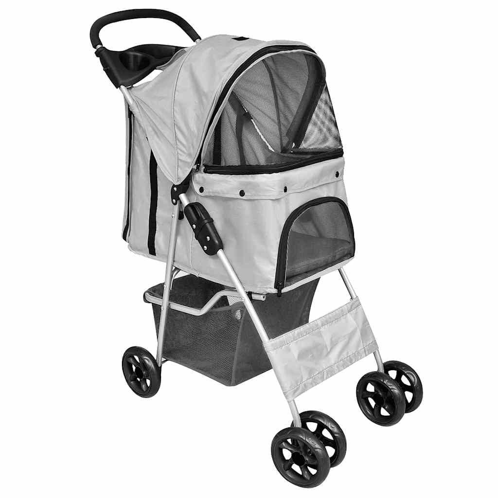 Poussette pour Chat et Petit Chien Pliable jusqu'à 15 kg Grise