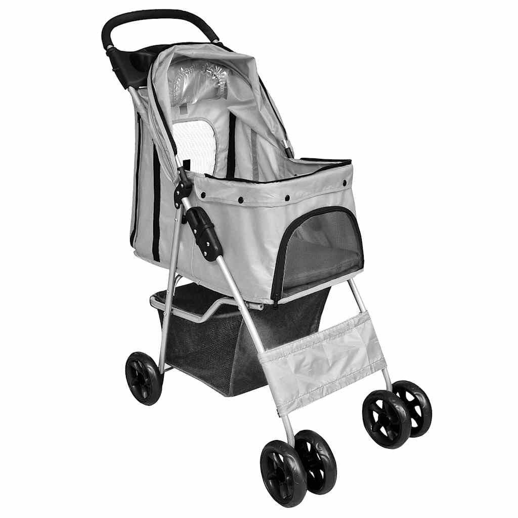 Poussette pour Chat et Petit Chien Pliable jusqu'à 15 kg Grise – vue 3