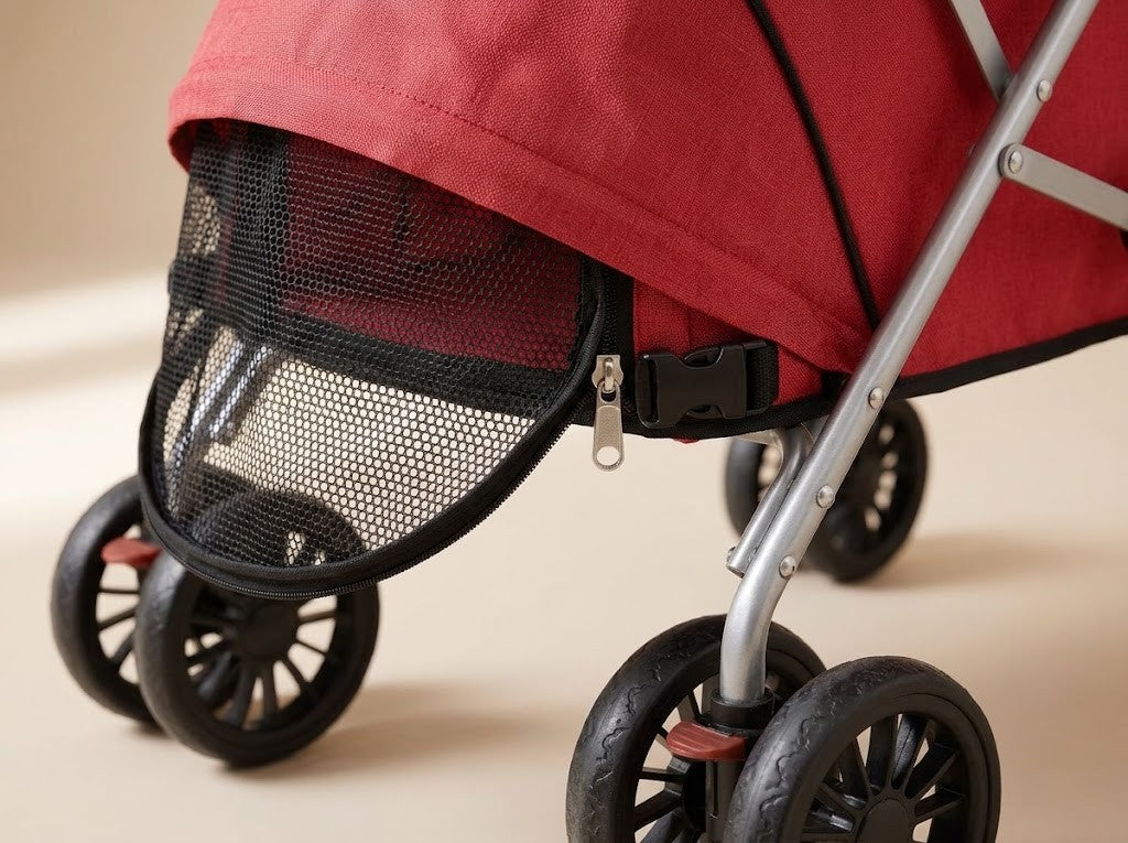 Poussette pour Chien Pliante jusqu'à 15 kg 76 x 50 x 100 cm Rouge – détail des finitions