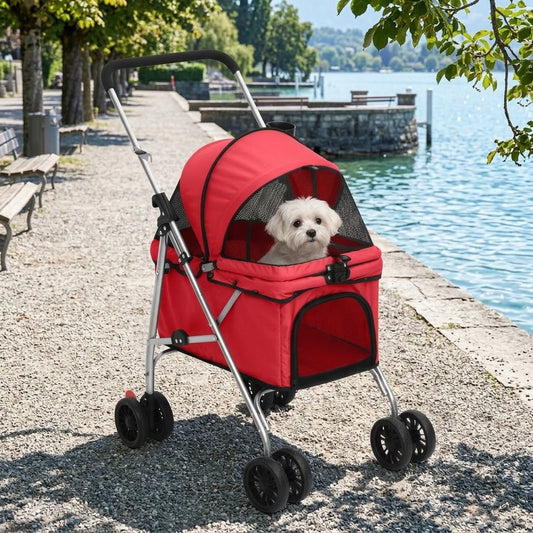 Poussette pour Chien Pliante jusqu'à 15 kg 76 x 50 x 100 cm Rouge – mise en situation