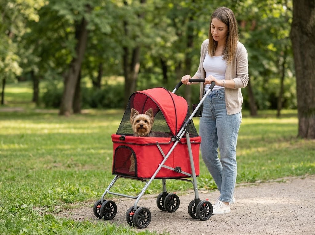 Poussette pour Chien Pliante jusqu'à 15 kg 76 x 50 x 100 cm Rouge – taille réelle