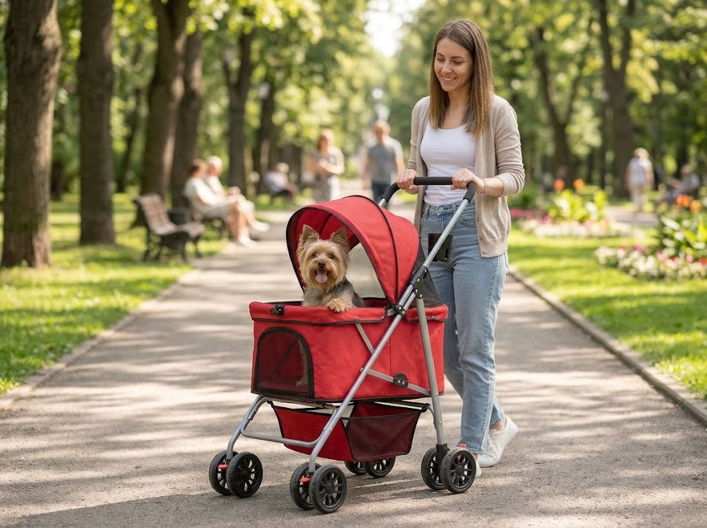 Poussette pour Chien Pliante jusqu'à 15 kg 76 x 50 x 100 cm Rouge – au quotidien
