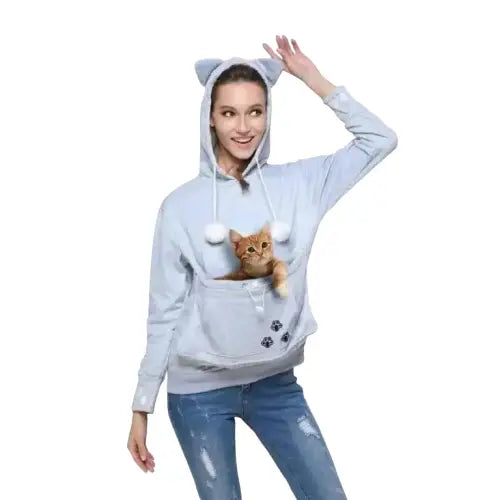 Pull Chat Avec Poche Kangourou Pour Moments Cocooning Transparent Background