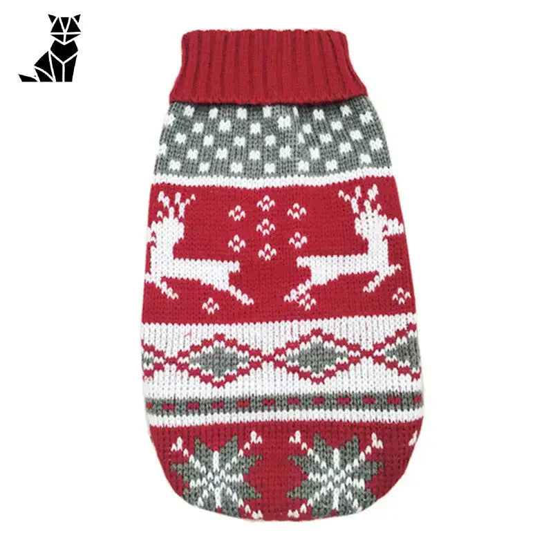 Facile à porter, pull de Noël pour chats avec un motif rouge et gris, style festif