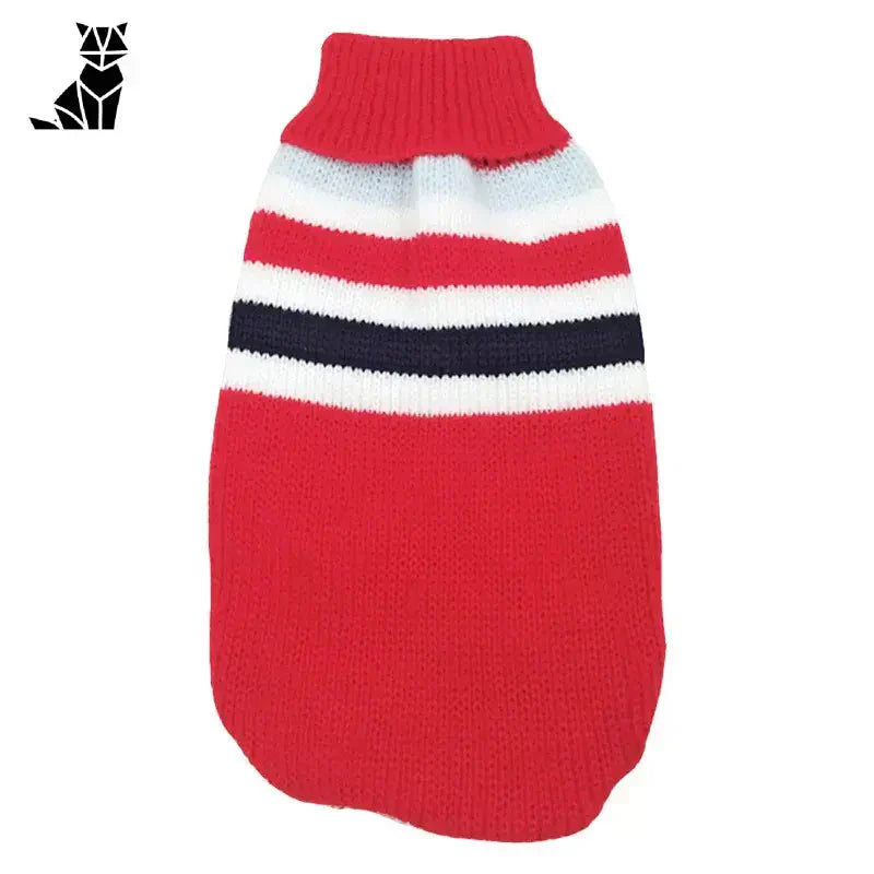 Pull pour chien rouge et blanc avec rayures noires - Pull de Noël pour chats : facile à porter