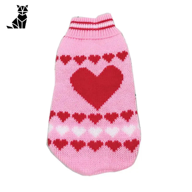 Facile à porter pull rose avec des cœurs, parfait pull de Noël pour les chats, style festif