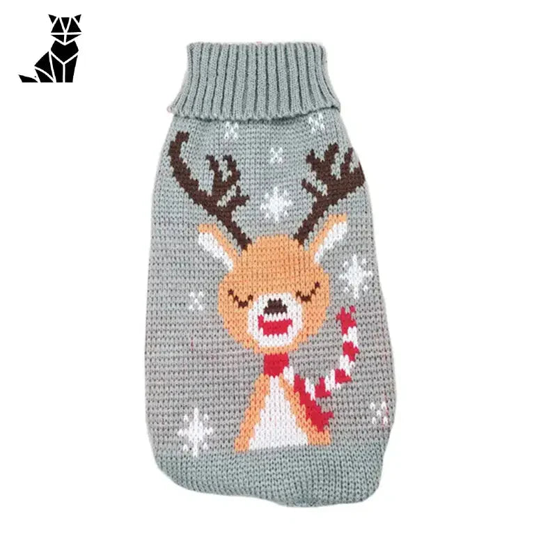 Noël facile à porter : chandail tricoté pour chiens avec renne, parfait pour les chats