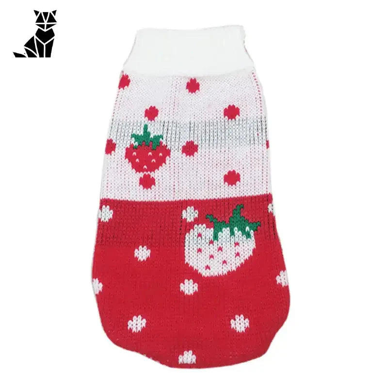 Facile à porter : Chien en pull rouge et blanc de Noël pour chats avec texte d’encouragement. Style festif