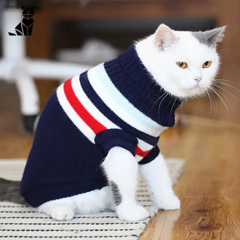 Pull de Noël pour chat blanc à porter, style festif, facile à porter, vêtements confortables pour animaux de compagnie pendant les fêtes