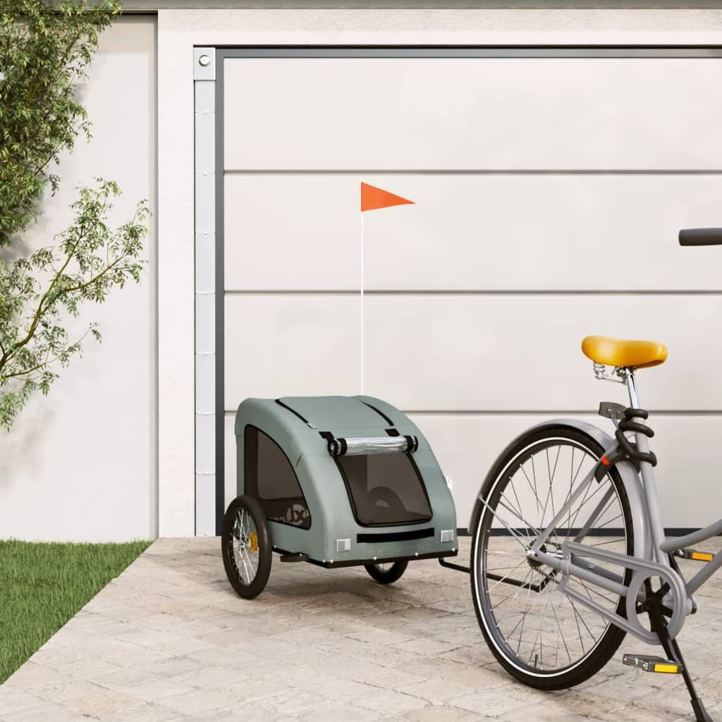 Remorque pour Chien à Vélo avec Protection Pluie jusqu'à 45 kg Grise