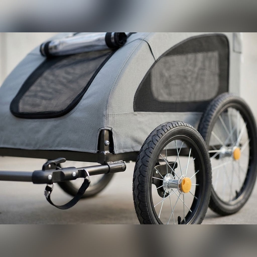 Remorque pour Chien à Vélo avec Protection Pluie jusqu'à 45 kg Grise – détail des finitions